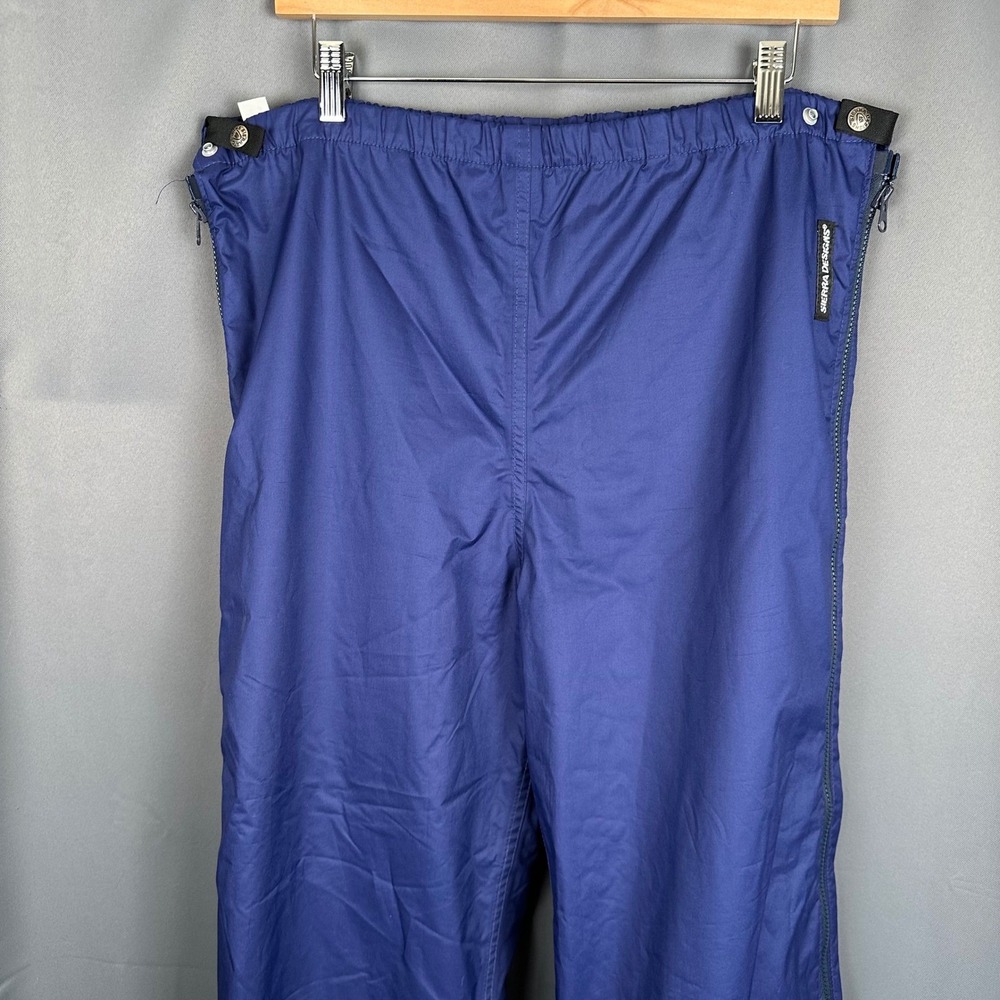 Sierra Designs Mens Large Full Zip Rain Pants Navy Blue Outdoor Hiking Shell L - Picture 2 of 10
